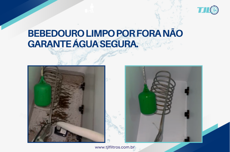 Bebedouro limpo por fora não garante água segura
